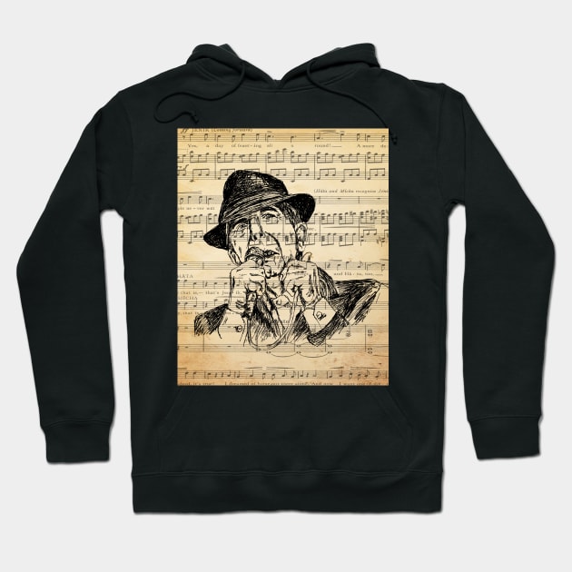 Leonard Cohen portrait Hoodie by rachelsfinelines